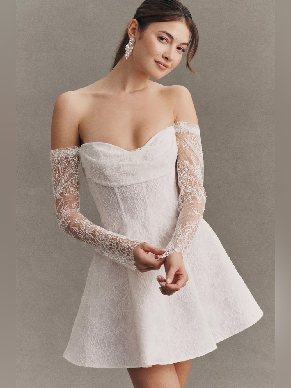 Jenny Yoo Dixie Lace Corset Mini Dress
